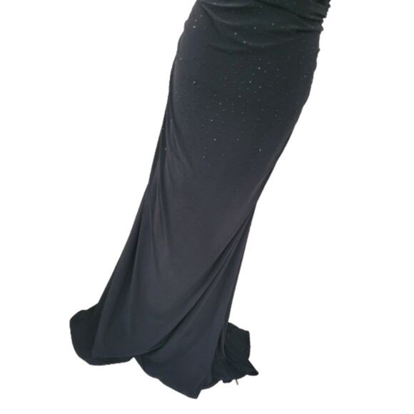 La Femme Evening Gown Women's Size 14 Black Beaded Ruched‎ Off Shoulder - Picture 5 of 12